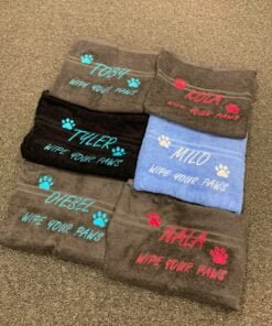 6 different coloured towels wipe your paws 1