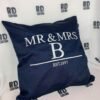 Blue Mr and mrs cushion white writing 1 1