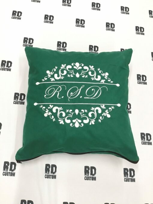 Initials pillow green and white new scaled