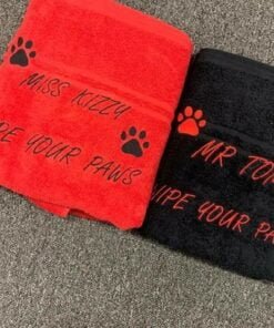 Miss kizzy Mr tom wipe your paws towels red and black