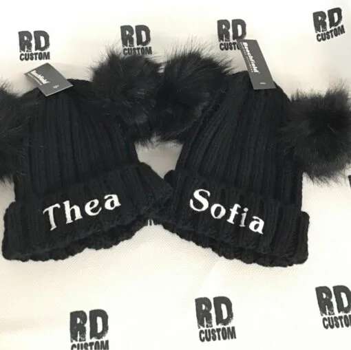 Hat With Double Fur Pom Pom - Image 9