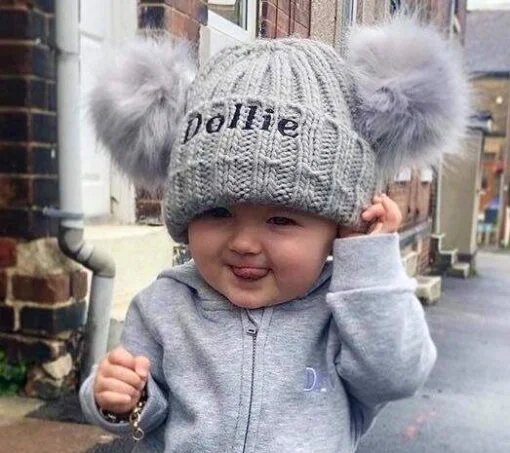 Hat With Double Fur Pom Pom