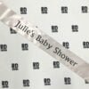 julies baby shower silver with black writing