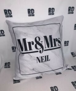 Mr & Mrs Personalised Marble Pillow