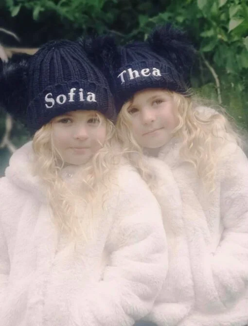 Hat With Double Fur Pom Pom - Image 2