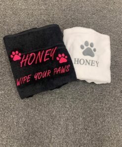 Black towel pink writing honey set