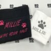 black with pink writing towel grey blanket millie