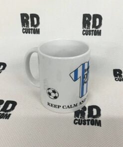 blue and white keep calm and play football