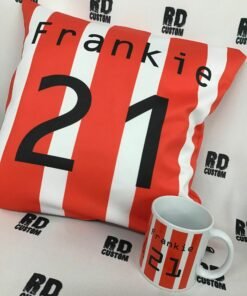 Striped Football Cushion And Mug Set