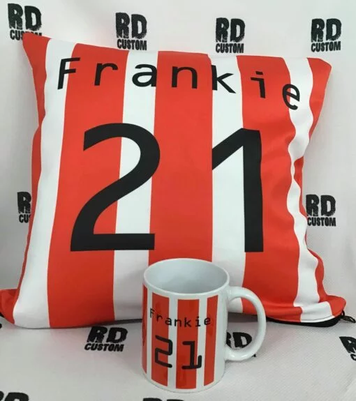 Striped Football Cushion And Mug Set - Image 3